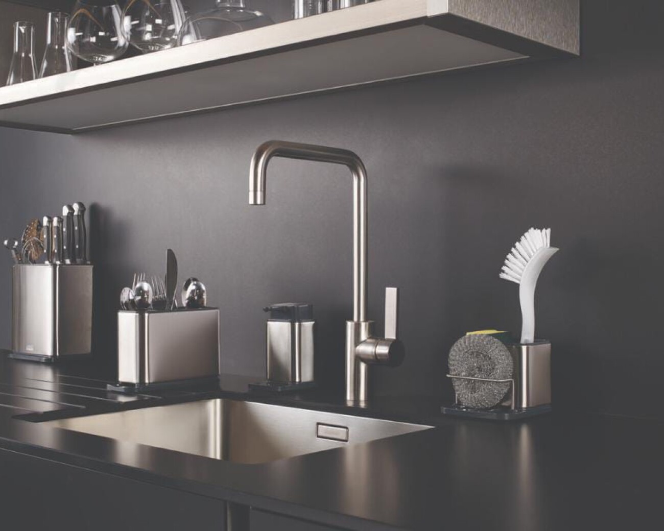 Porta utensilios compacto de acero inoxidable Porta utensilios compacto de acero inoxidable