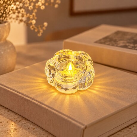 Vela LED Decorativa Flor Facetada – Luz Cálida 5cm x 4cm Vela LED Decorativa Flor Facetada – Luz Cálida 5cm x 4cm