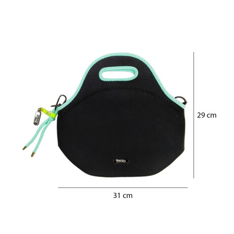 Lunchera Bolso Térmico en Neopreno con Cierre y Asa Brio Zas Negro/turquesa