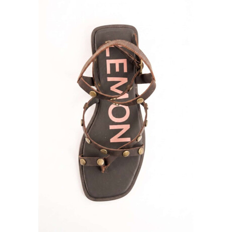 Sandalia Tobillera Con Tachas Chocolate
