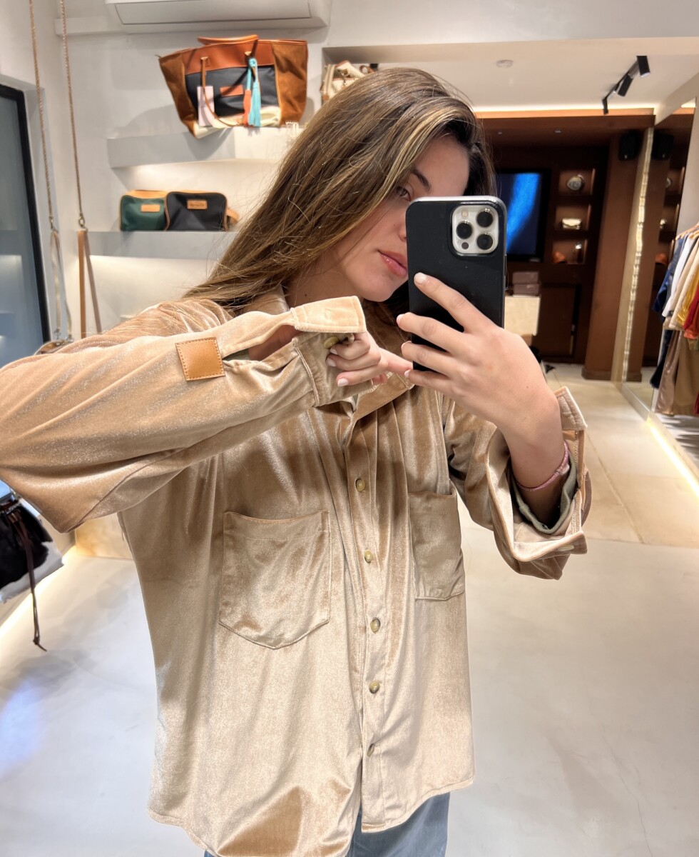 Velvet Shirt con Puño - Beige 