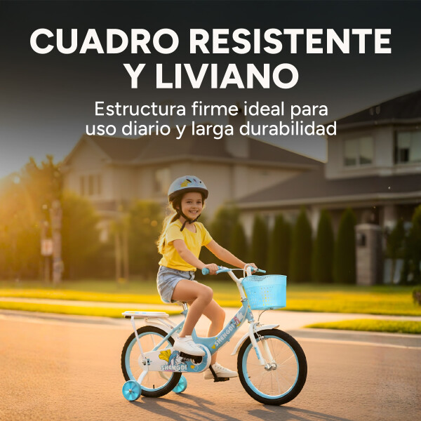 Bicicleta infantil Shengdi Rodado 16 Canasto Parrilla Hadas Celeste 1