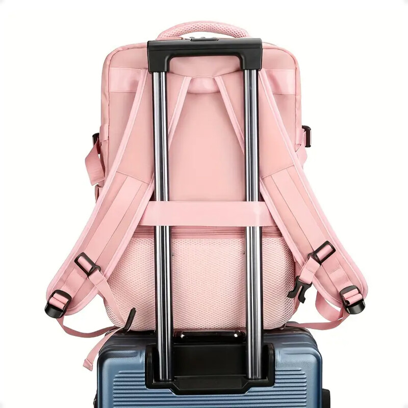 Bolso Mochila de Viaje con Puerto USB Rosa
