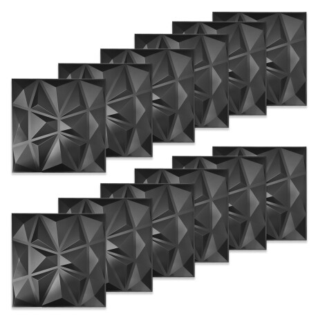 Set X12 Revestimiento 3D Adhesivo Pared 50cm x 50cm Negro