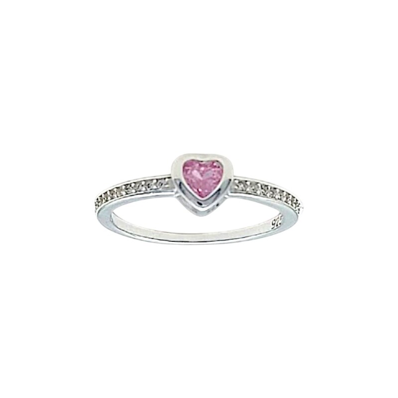 Anillo Corazón-Plata 925-Con Zirconia Rosada-AN4592 conpiedra