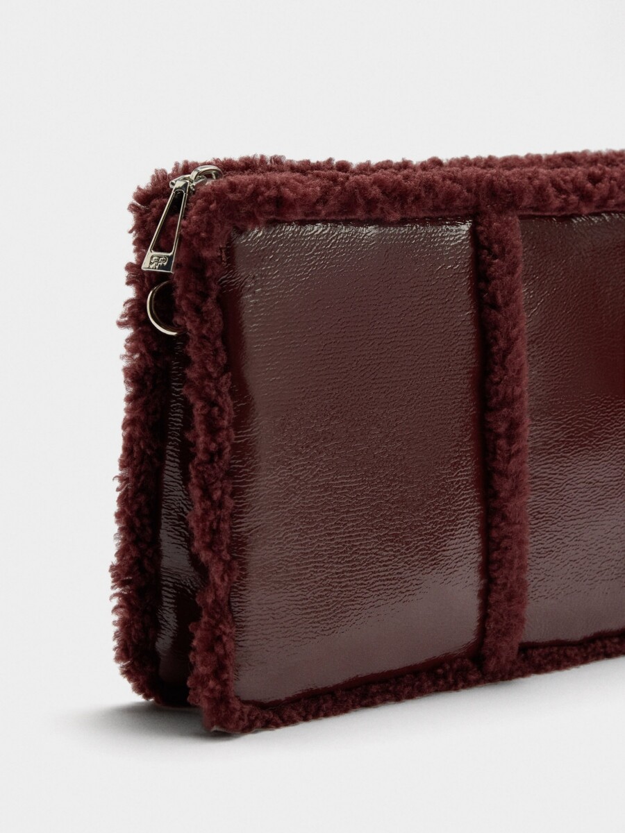 Bolso Bandolera Bordes Efecto Pelo burdeos