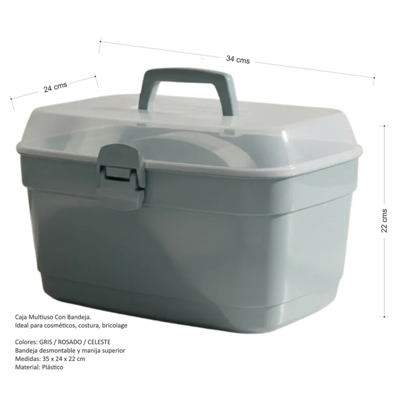 Caja organizadora con bandeja G AZUL CLARO
