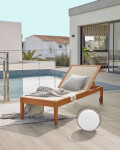 Reposera de exterior Caterin de madera maciza de eucalipto en color beige