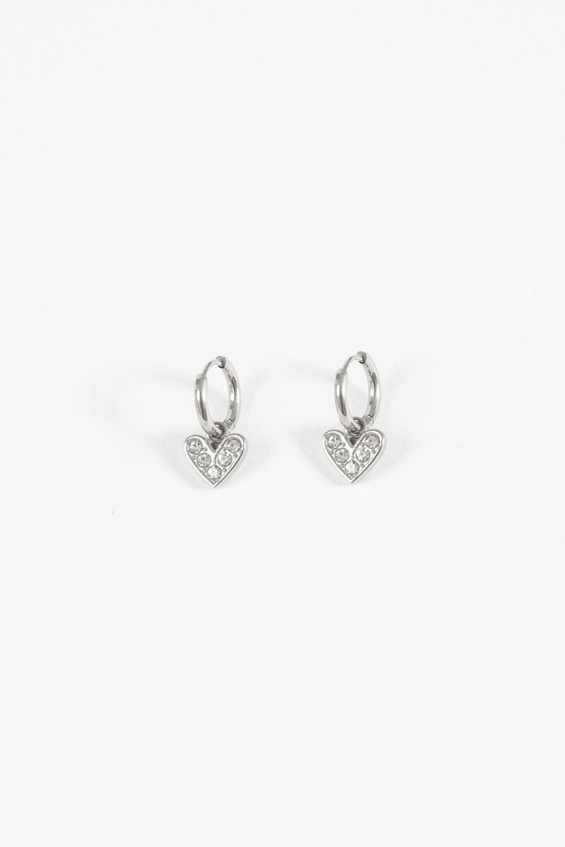 Aros acero con dije cora strass plateado