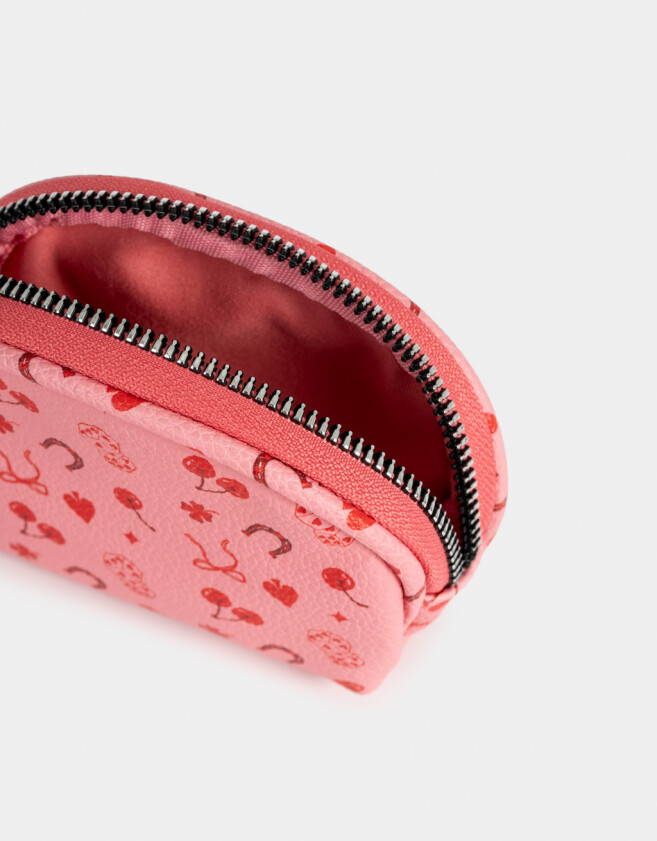 Monederos Monedero Cuerina Estampada - Rosa Viejo