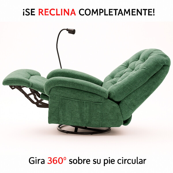 Sillón Masajeador Poltrona Con Control Y Soporte Para Celular VERDE