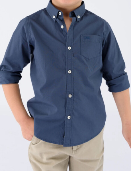 Camisa Lisa M. Larga Azul