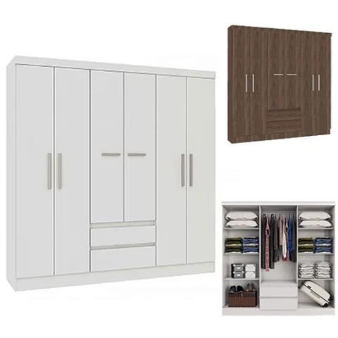 PLACARD ROPERO 6 PUERTAS MDP Malbec o Blanco Sin color