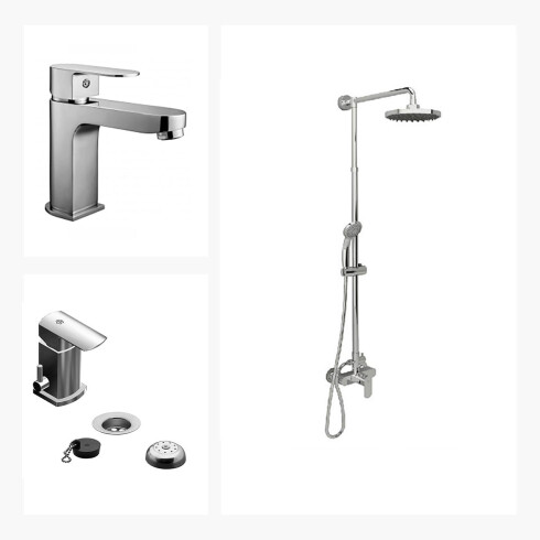 JUEGO DE GRIFERIA LAVATORIO BAJO,BARRAL EXTERIOR Y BIDET LINEA FRESIA 000