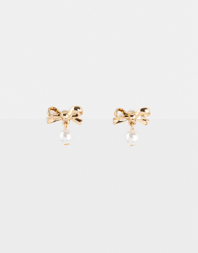 Aros Pasantes Con perlas Aros Cortos Con Perlas - Dorado