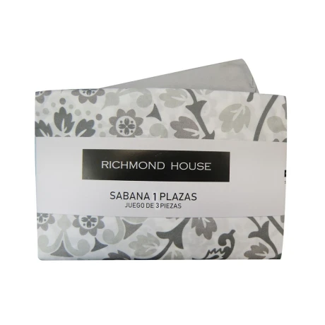 Juego Sábanas 1 Plaza Richmond 210 Mandala GRIS