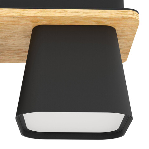 Lámpara de techo acero negro y madera 4xE27 RUSCIO EG3481X