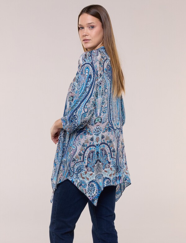 Blusa Holgada Manga 3/4 Roll-up AZUL/MULTI