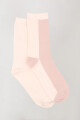 Pack x 2 medias rib en contra tono Rosado