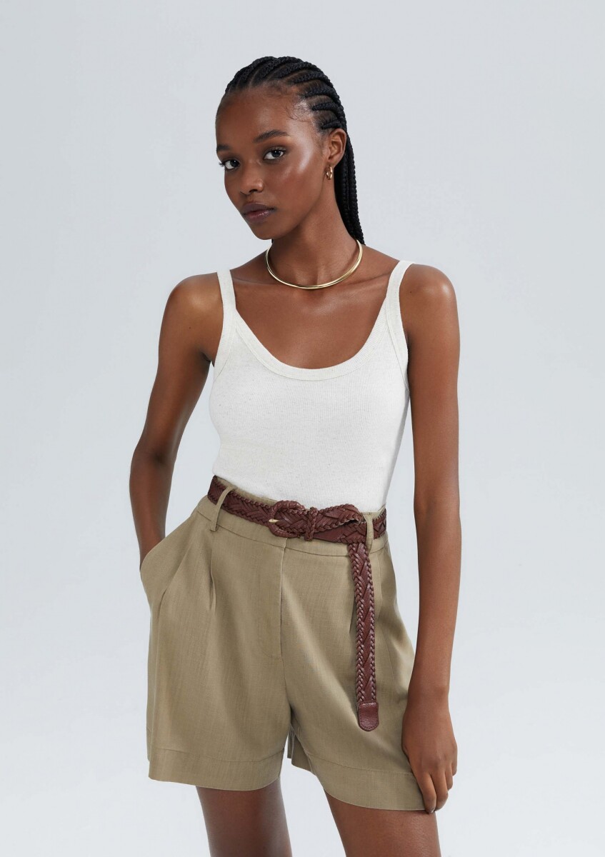 BLUSA SM FEM - BEGE MESCLA 
