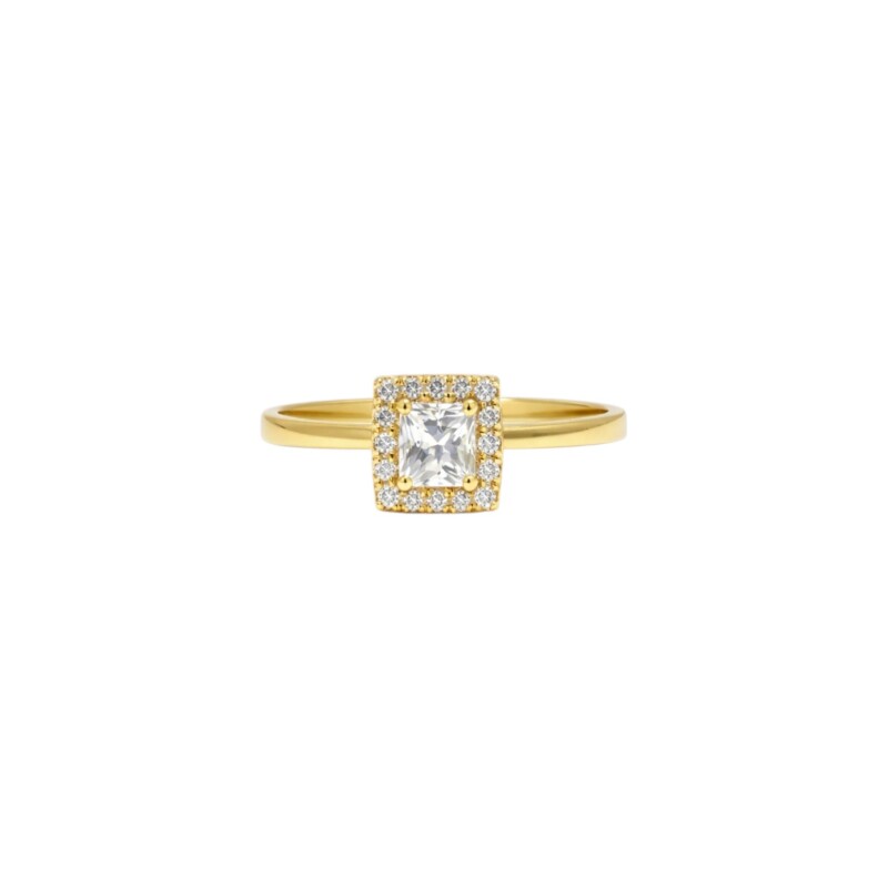 Anillo compromiso Cuadrado -Oro bajo-Piedras zirconias-AN8556 conpiedra