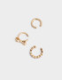Bijou Cuff Con perlas Set De Earcuffs Con Moño - Dorado