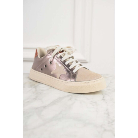 Zapatilla Combinada Cuero Peltre