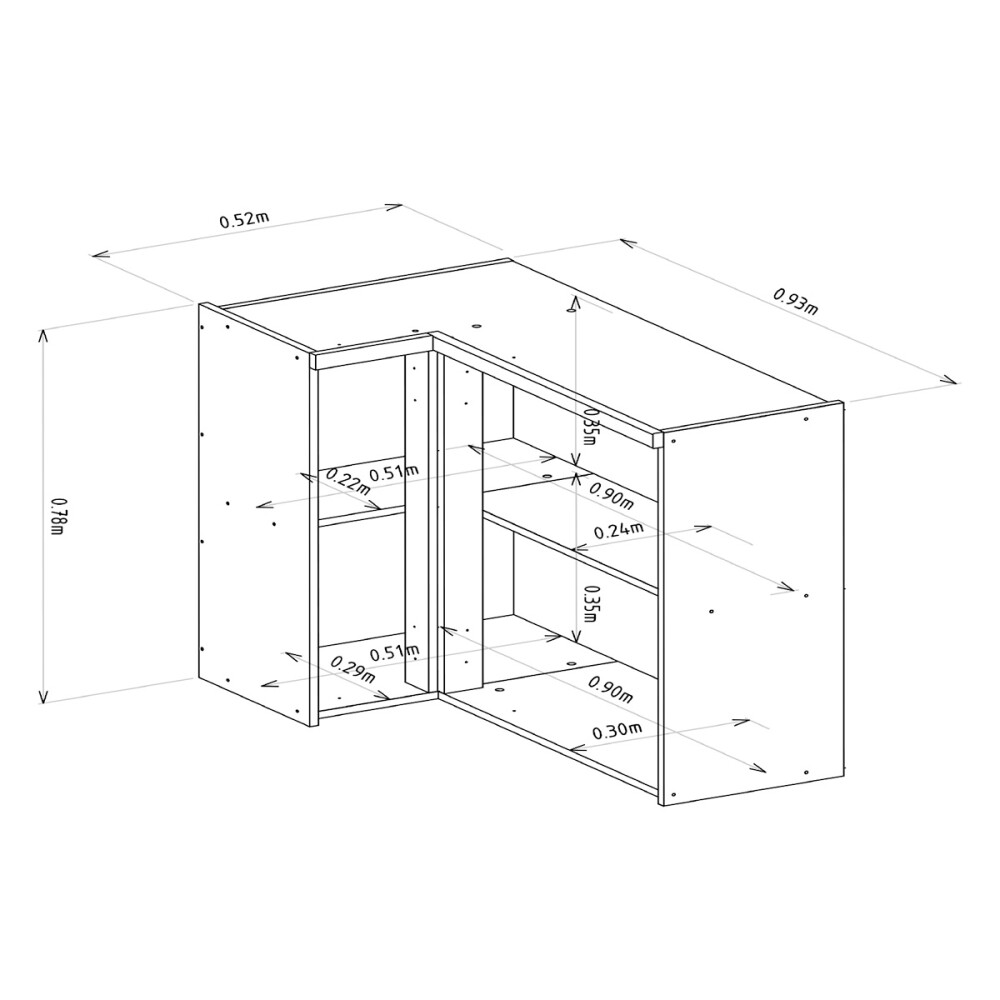 MODULO AÉREO ESQUINERO 3 PUERTAS 0.93M ALLURE Modulo Aéreo Esquinero 3 Puertas 0.93m Allure