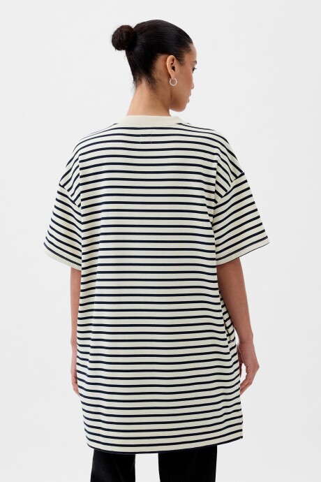 Vestido Logo Gap A Rayas Sin Felpa Mujer White Navy Stripe