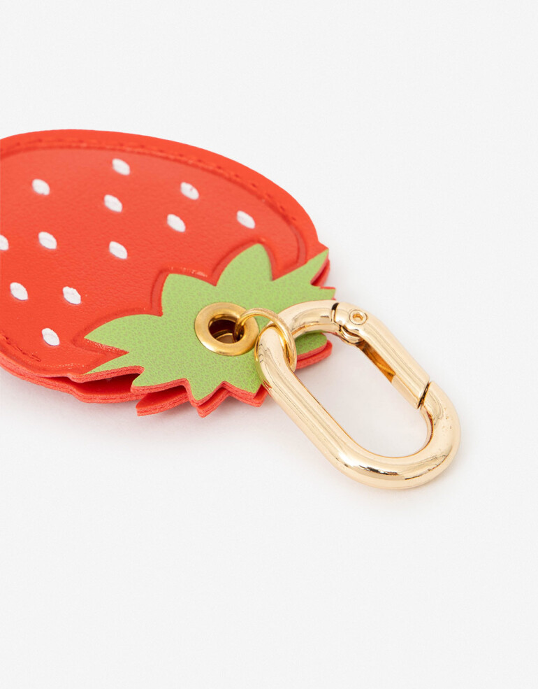 Llavero Cuero/PU Llavero Y Bag Charm Frutilla - Combinacion Tricolor