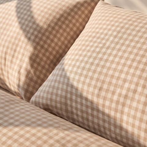 Fundas de almohada algodón Vichy Beige 50x70cm
