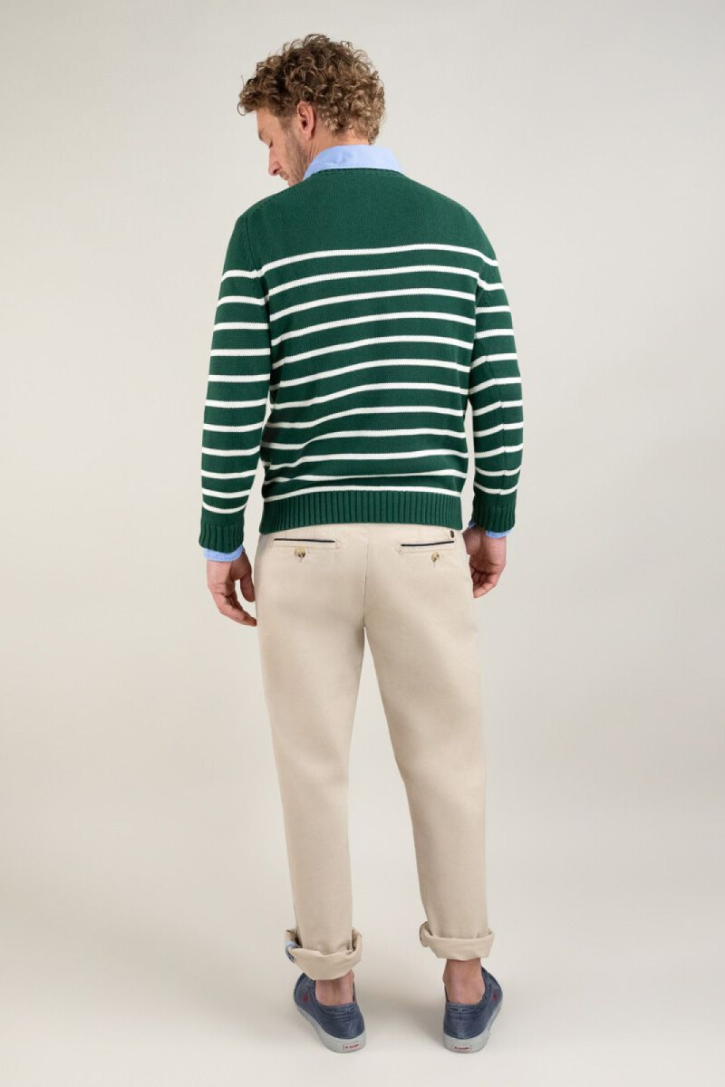 Jersey Punto Inglés El Ganso Rayas Verde Crudo