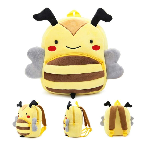 Mochila Infantil Animales De Peluche Niños Escuela 3d Variante Color Amarillo Abeja
