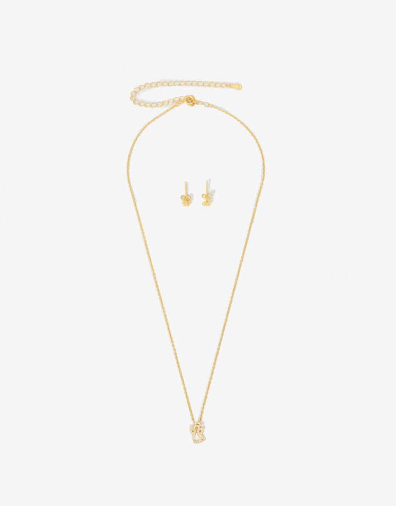 Bijouterie Set Exclusive Edition Set Aros Pasantes Y Cadena Plata 925 - Dorado