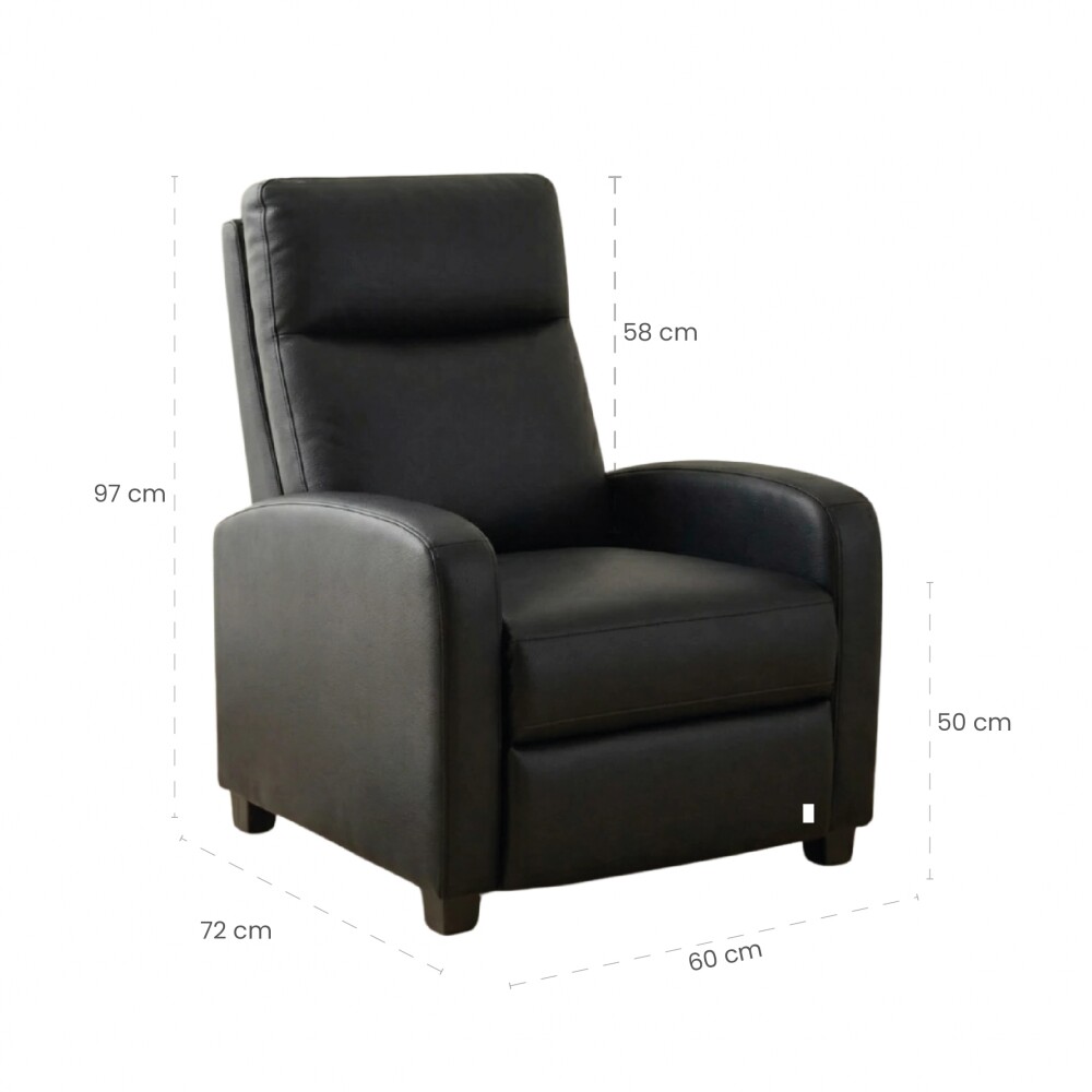 Butaca 1 Cuerpo Tela Repelente al Agua Living - Barrel Negro Cuerina