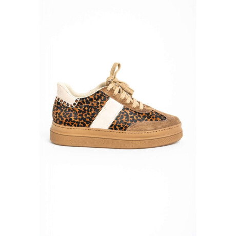 Zapatilla Animal Print Cuero Cafe