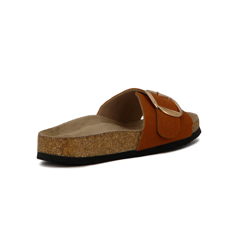 Sandalias Mujer Darkness Tira Ancha Y Hebilla Marron Claro