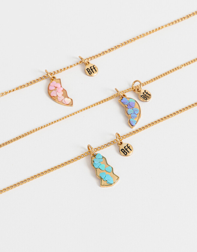 Collares Infantiles Con corazón Set De Collares Para Compartir Bff Corazón - Dorado