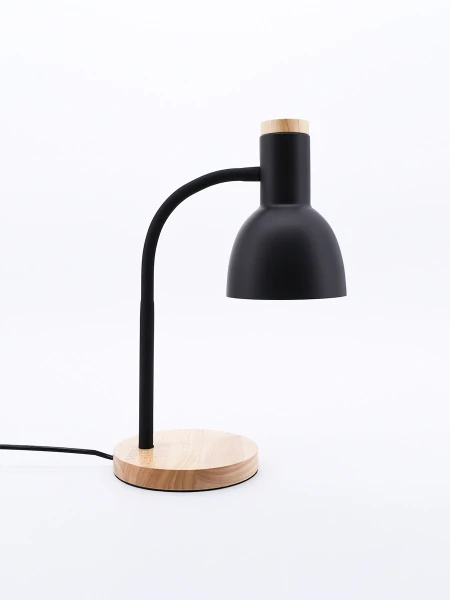 LÁMPARA DE ESCRITORIO BASE MADERA NEGRO
