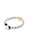 PULSERA DE CUENTAS DE ALEACIÓN DE METALES BAÑADAS EN PLATA DE LEY Y CUENTA CENTRAL BAÑADA EN ORO 18K Pulsera