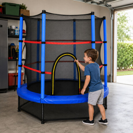 Trampolin Cama Elastica 1.40 Mts Con Red Proteccion Azul Eléctrico