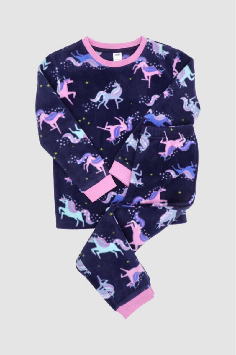Pijama infantil polar unicornios - Azul 