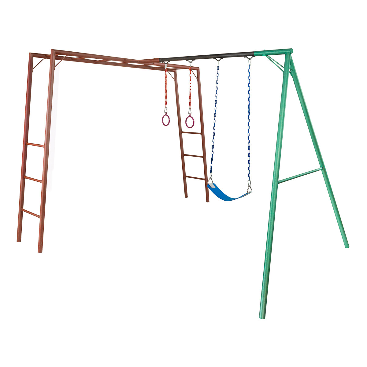 Pasamanos combinado con Juegos infantil diseñado para exterior con 1 hamacas de cincha, par de aros. 