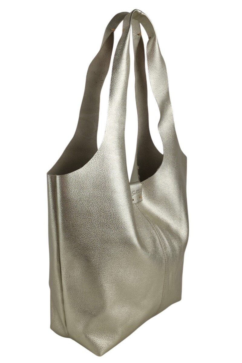 Tote Bag de Cuero Genuino Champagne