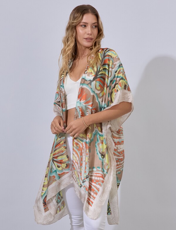 Kimono Printed MULTI/TOSTADO