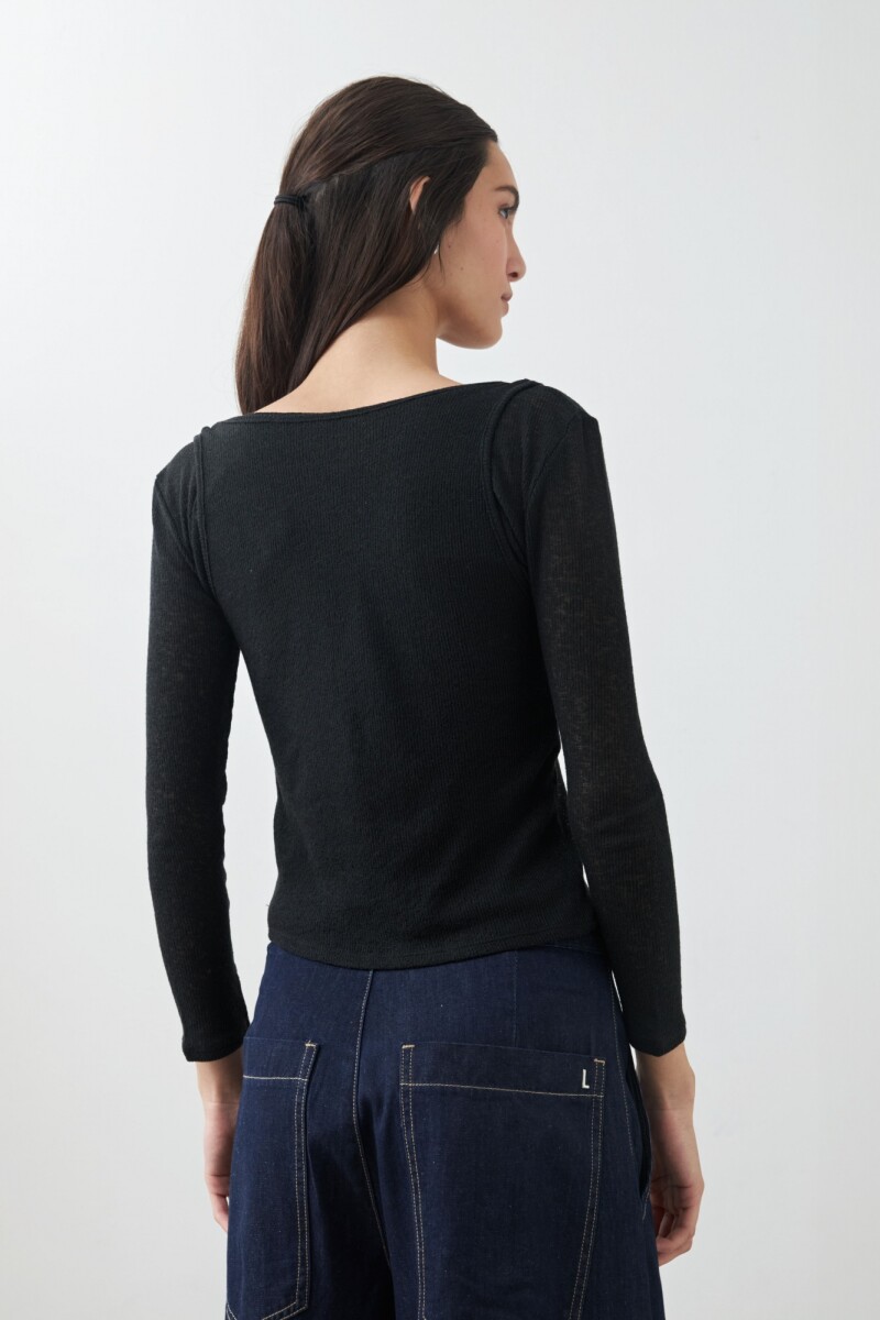 Remera doble capa texturizada negro