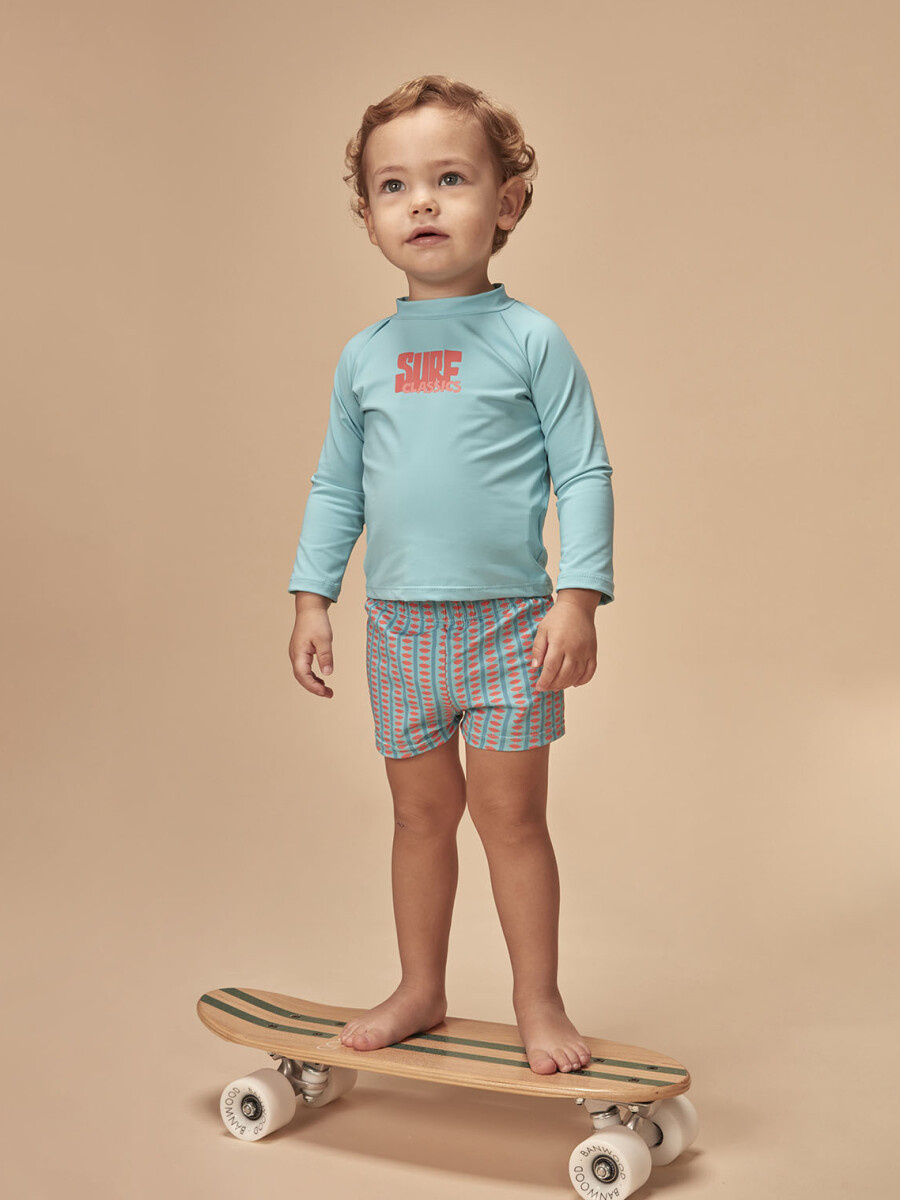 Traje De Baño Estampado Retro Verde Agua