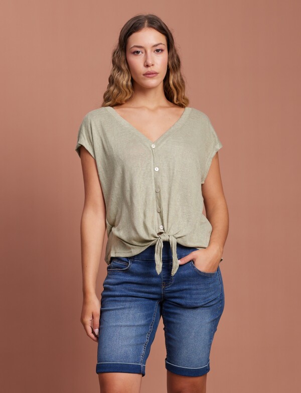 Blusa Botones Nudo VERDE