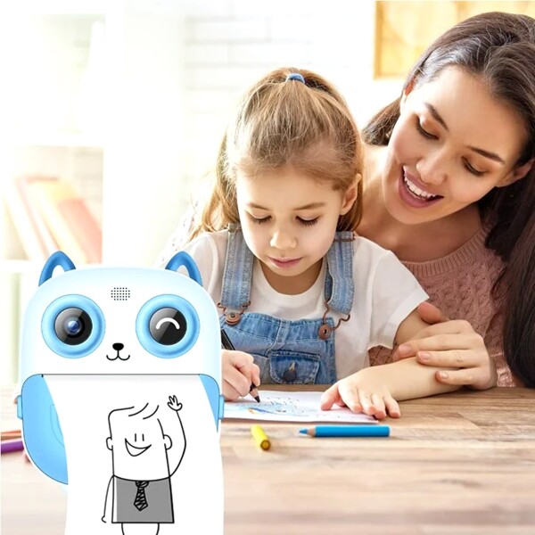 Camara De Fotos Buho Infantil Impresion Instantanea Polaroid Variante Color Azul