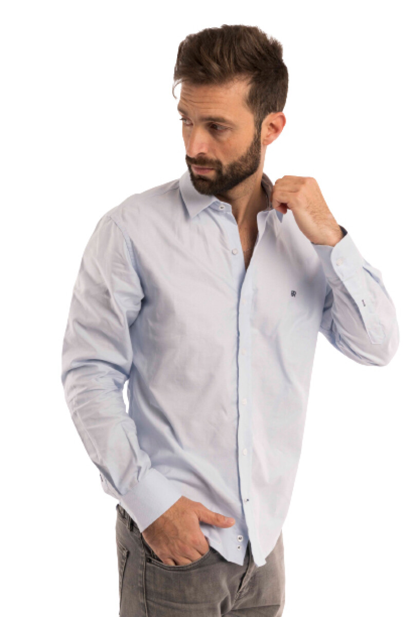 CAMISA SLIM BR - CELESTE 